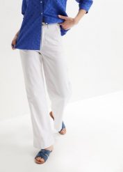 Dżinsy ze stretchem Wide Fit. Białe jeansy damskie bonprix, bez wzorów, z jeansu. Za 109.99 zł.