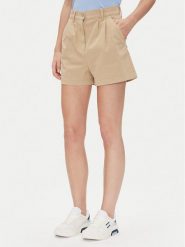 Tommy Jeans Szorty materiałowe Claire DW0DW21643 Beżowy Regular Fit. Brązowe szorty damskie Tommy Jeans, bez wzorów, z bawełny. Za 199.99 zł.