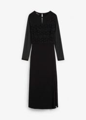 Sukienka wieczorowa z koronką. Czarne sukienki damskie bonprix, bez wzorów, z koronki, eleganckie, bez kołnierzyka, bez ramiączek. Za 219.99 zł.