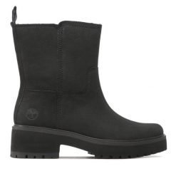 Botki Timberland. Czarne botki damskie Timberland, bez wzorów, bez obcasa, na słupku, bez zapięcia. Za 679.99 zł.