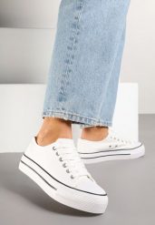 Czarno-Białe Trampki Klasyczne przed Kostkę na Grubej Podeszwie Senathiela. Czarne trampki i tenisówki damskie Born2be, bez wzorów, z jeansu, przed kostkę, bez zapięcia. Za 49.99 zł.