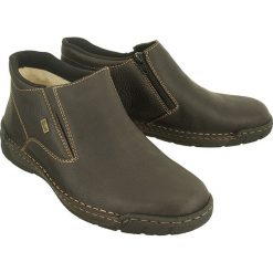 RIEKER B0383-25 brown, botki męskie. Brązowe botki męskie Rieker, bez wzorów, z gumy, bez obcasa, bez zapięcia. W wyprzedaży za 230.90 zł.