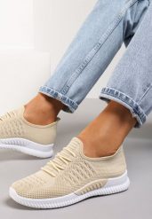 Beżowe Buty Sportowe Lephanthe. Brązowe obuwie sportowe damskie Renee, bez wzorów, bez zapięcia. Za 29.99 zł.