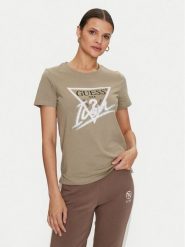 Guess T-Shirt Icon W4YI32 I3Z14 Zielony Regular Fit. Zielone t-shirty damskie Guess, xs, z aplikacjami, z bawełny, bez kołnierzyka, bez ramiączek. Za 139.99 zł.