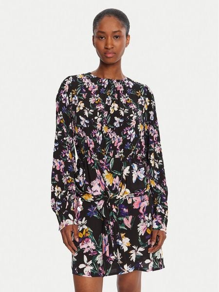 Desigual Sukienka codzienna Flor Acrilica 25WWVW09 Czarny Regular Fit. Czarne sukienki damskie Desigual, na co dzień, l, bez wzorów, z wiskozy, bez kołnierzyka, bez ramiączek, proste. Za 359.99 zł.