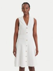 Guess Sukienka dzianinowa W6GK53 Z0658 Biały Regular Fit. Białe sukienki damskie Guess, xxl, z aplikacjami, z dzianiny, bez kołnierzyka, bez ramiączek. Za 614.99 zł.