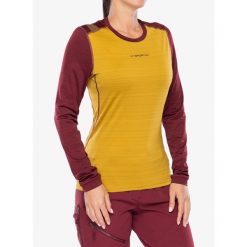 Bluza termoaktywna damska La Sportiva Tour Long Sleeve. Żółte bluzy damskie La Sportiva, bez wzorów, bez ramiączek, bez kaptura. Za 258.49 zł.