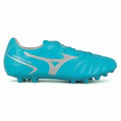 Buty sportowe dla dorosłych do gry w piłkę Monarcida Neo II Sel AG. Niebieskie buty sportowe męskie Mizuno, bez wzorów, bez zapięcia, do piłki nożnej. Za 129.99 zł.