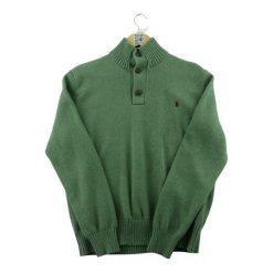 Second life - Sweter męski Pull col montant 3 boutons - Jak nowy. Zielone swetry męskie Ralph Lauren, m, bez wzorów, eleganckie, bez kołnierzyka, bez ramiączek. Za 234.96 zł.