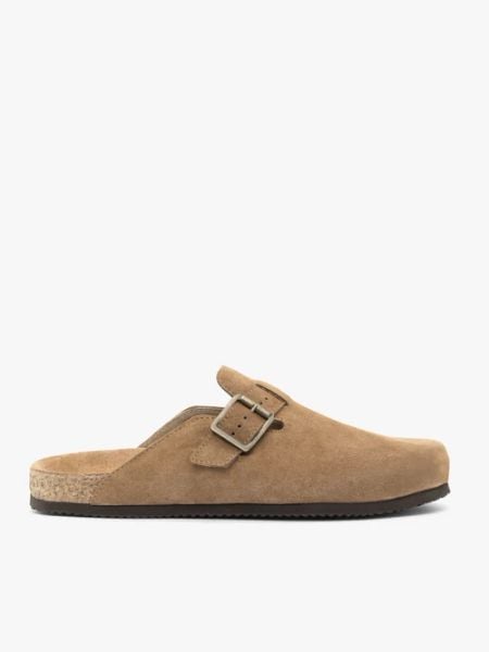 Beżowe klapki mule. Brązowe klapki męskie Ryłko, bez wzorów, ze skóry, bez zapięcia. Za 449.99 zł.