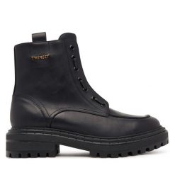 Botki TWINSET. Czarne botki damskie Twinset, bez wzorów, bez obcasa, na płaskiej podeszwie, bez zapięcia. Za 939.99 zł.