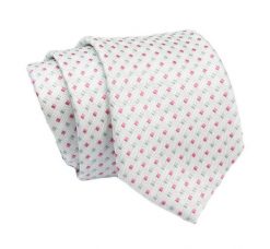 Klasyczny Krawat, Szaro-Różowy w Drobny Wzór Geometryczny, Męski, 7cm -Angelo di Monti. Czerwone krawaty i muchy Angelo di Monti, bez wzorów, z tkaniny, eleganckie. Za 45.00 zł.