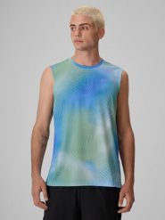 4F Koszulka tenisowa regular szybkoschnąca męska - zielona XXL. Zielone t-shirty męskie 4F, l, bez wzorów, z materiału, bez kołnierzyka, bez ramiączek. Za 99.99 zł.