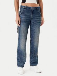 Guess Jeansy W5YA2E D5R0D Granatowy Straight Leg. Niebieskie jeansy damskie Guess, z aplikacjami, z bawełny. Za 569.99 zł.