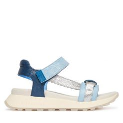 Sandały Hispanitas. Niebieskie sandały damskie Hispanitas, bez wzorów, bez obcasa, na płaskiej podeszwie, bez zapięcia. Za 609.99 zł.