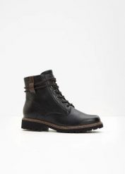 Botki sznurowane marki Tamaris. Czarne botki damskie bonprix, bez wzorów, bez obcasa, bez zapięcia. Za 339.99 zł.