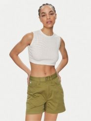 Calvin Klein Jeans Top J20J223163 Biały Slim Fit. Białe topy damskie Calvin Klein Jeans, xl, bez wzorów, z bawełny, bez kołnierzyka, bez ramiączek. Za 129.99 zł.