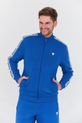 GUESS Niebieska bluza Full Zip. Niebieskie bluzy męskie Guess, l, z aplikacjami, bez ramiączek, bez kaptura. W wyprzedaży za 329.99 zł.