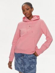 Tommy Jeans Bluza Linear DW0DW17324 Różowy Regular Fit. Czerwone bluzy damskie Tommy Jeans, xs, bez wzorów, z bawełny, bez ramiączek, bez kaptura. Za 289.99 zł.