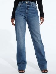 Jeansy wide leg - granatowy. Niebieskie jeansy damskie Sinsay, bez wzorów, z bawełny, z podwyższonym stanem, długie. Za 55.99 zł.