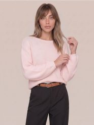 Sweter chunky z szerokimi rękawami - różowy. Czerwone swetry nierozpinane damskie Sinsay, l, bez wzorów, bez kołnierzyka, bez ramiączek. Za 59.99 zł.