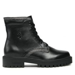 Botki U.S. Polo Assn. Czarne botki damskie U.S. Polo Assn., bez wzorów, bez obcasa, na płaskiej podeszwie, bez zapięcia. Za 539.99 zł.