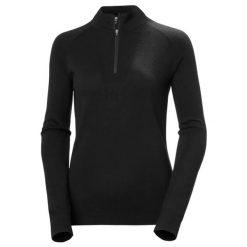 Damski sweter 1/2 zip Helly Hansen Lifa. Czarne swetry nierozpinane damskie Helly Hansen, l, bez wzorów, z materiału, klasyczne, bez kołnierzyka, bez ramiączek. Za 525.50 zł.