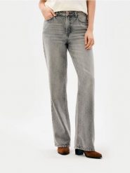 Jeansy wide leg high waist z efektem sprania - szary. Szare jeansy damskie Sinsay, bez wzorów, z jeansu, z podwyższonym stanem. Za 49.99 zł.