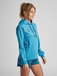 Bluza do piłki ręcznej damska Hummel Core XK z kapturem. Niebieskie bluzy damskie Hummel, s, bez wzorów, z polaru, eleganckie, bez ramiączek, z kapturem. Za 199.60 zł.
