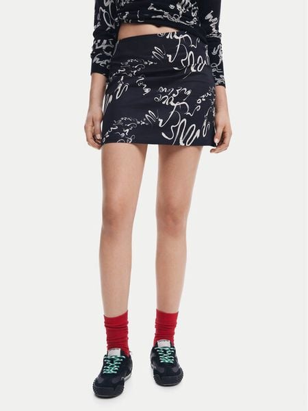 Desigual Spódnica mini 25SWFW03 Czarny Regular Fit. Czarne spódnice damskie Desigual, s, bez wzorów, z bawełny, mini. Za 199.99 zł.