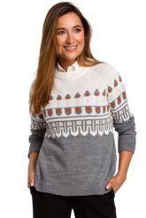 Sweter norweski szary damski. Szare swetry nierozpinane damskie Sukienki.shop, m, bez wzorów, klasyczne, bez kołnierzyka, bez ramiączek. Za 109.00 zł.