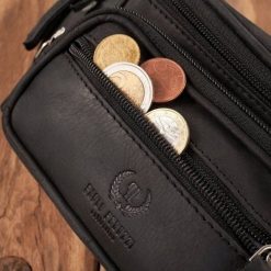 Paolo Peruzzi Saszetka męska skórzana klasyczna nerka biodrowa czarna vintage T-136-HBL. Czarne saszetki i nerki męskie Paolo Peruzzi, bez wzorów. Za 200.95 zł.