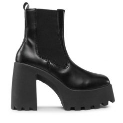 Botki Altercore. Czarne botki damskie Altercore, bez wzorów, bez obcasa, na słupku, bez zapięcia. Za 269.99 zł.