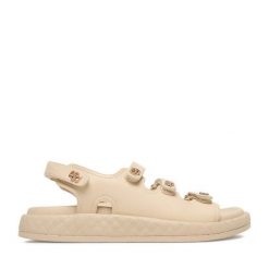 Sandały Badura. Brązowe sandały damskie Badura, bez wzorów, bez obcasa, na płaskiej podeszwie, bez zapięcia. Za 359.99 zł.