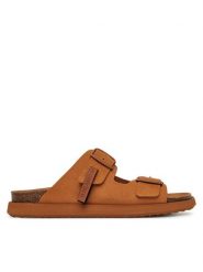 D.Franklin Klapki DFSH407001 Brązowy. Brązowe klapki damskie D.Franklin, bez wzorów, ze skóry, bez obcasa, bez zapięcia. Za 299.99 zł.