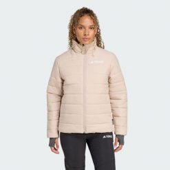 Kurtka ocieplana Terrex Multi Essentials. Brązowe kurtki sportowe damskie Adidas, s, bez wzorów, z puchu, bez ramiączek, bez kaptura, trekkingowe, ClimaWarm (Adidas). Za 399.00 zł.