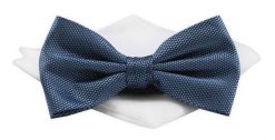Mucha CHATTIER z Białą Poszetką - Granatowa, Drobny Groszek. Niebieskie krawaty i muchy Chattier, bez wzorów, z poliesteru, eleganckie. Za 59.00 zł.