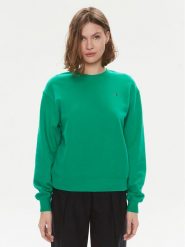 Tommy Hilfiger Bluza Flag WW0WW41246 Zielony Relaxed Fit. Zielone bluzy damskie Tommy Hilfiger, xxs, bez wzorów, z bawełny, bez ramiączek, bez kaptura. Za 219.99 zł.