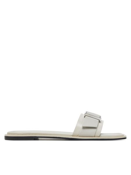 Calvin Klein Klapki Flat Slide W/Buckle - Lth HW0HW02490 Szary. Szare klapki damskie Calvin Klein, bez wzorów, ze skóry, bez obcasa, bez zapięcia. Za 309.99 zł.