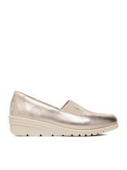 Rieker Półbuty L5351-60 Złoty. Żółte półbuty damskie Rieker, bez wzorów, ze skóry, bez obcasa, na koturnie, bez zapięcia. Za 339.99 zł.