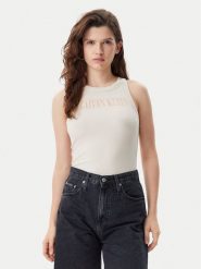 Calvin Klein Jeans Top Varsity J20J225520 Beżowy Slim Fit. Brązowe topy damskie Calvin Klein Jeans, m, bez wzorów, z bawełny, bez kołnierzyka, bez ramiączek. Za 99.99 zł.