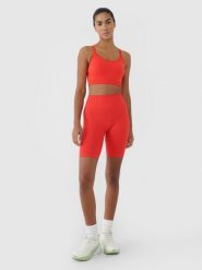 4F Legginsy kolarki bezszwowe treningowe damskie - czerwone M/L. Czerwone legginsy sportowe damskie 4F, l, bez wzorów, z dzianiny, z podwyższonym stanem, krótkie, na fitness i siłownię. W wyprzedaży za 59.99 zł.