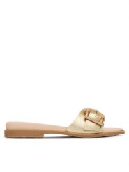 Hispanitas Klapki HV264816 C001 Złoty. Żółte klapki damskie Hispanitas, bez wzorów, ze skóry, bez obcasa, bez zapięcia. Za 479.99 zł.