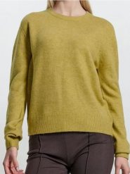 Sweter melanżowy basic - żółty. Żółte swetry nierozpinane damskie Sinsay, l, bez wzorów, bez kołnierzyka, bez ramiączek. Za 39.99 zł.
