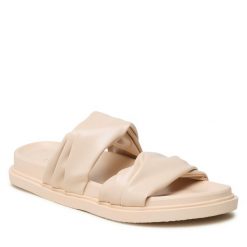 Klapki DeeZee. Brązowe klapki damskie DeeZee, bez wzorów, bez obcasa, bez zapięcia. Za 119.99 zł.