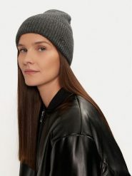 Calvin Klein Czapka Chunky K60K612873 Szary. Szare czapki damskie Calvin Klein, na zimę, bez wzorów, z materiału. Za 239.99 zł.