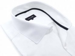 Biała elastyczna koszula męska z długim rękawem 007. Białe koszule męskie Mmer / Villaro - Koszule męskie, m, bez wzorów, z bawełny, casualowe, bez kołnierzyka, bez ramiączek. W wyprzedaży za 198.00 zł.