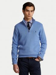 Polo Ralph Lauren Sweter 710859939005 Niebieski Regular Fit. Niebieskie swetry męskie Polo Ralph Lauren, m, bez wzorów, z bawełny, bez kołnierzyka, bez ramiączek. Za 789.99 zł.