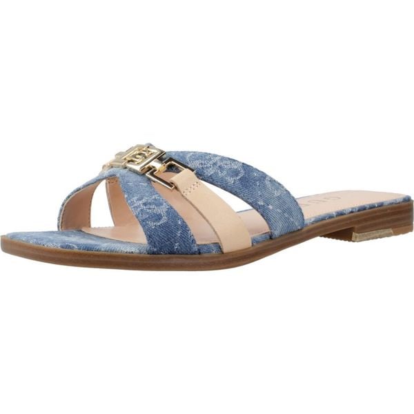 Sandały GUESS FLJRL3 DEN19 Niebieski. Niebieskie sandały damskie Guess, z aplikacjami, z tkaniny, bez obcasa, bez zapięcia. Za 489.35 zł.
