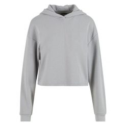 Damska szeroka bluza cropped Urban Classics Light Terry. Szare bluzy damskie Urban Classics, bez wzorów, bez ramiączek, bez kaptura. Za 198.50 zł.